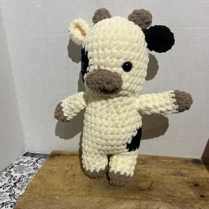 Handmade Crochet‎ Cow Plush Stuffed Animal Soft Toy Nursery Decor Gift